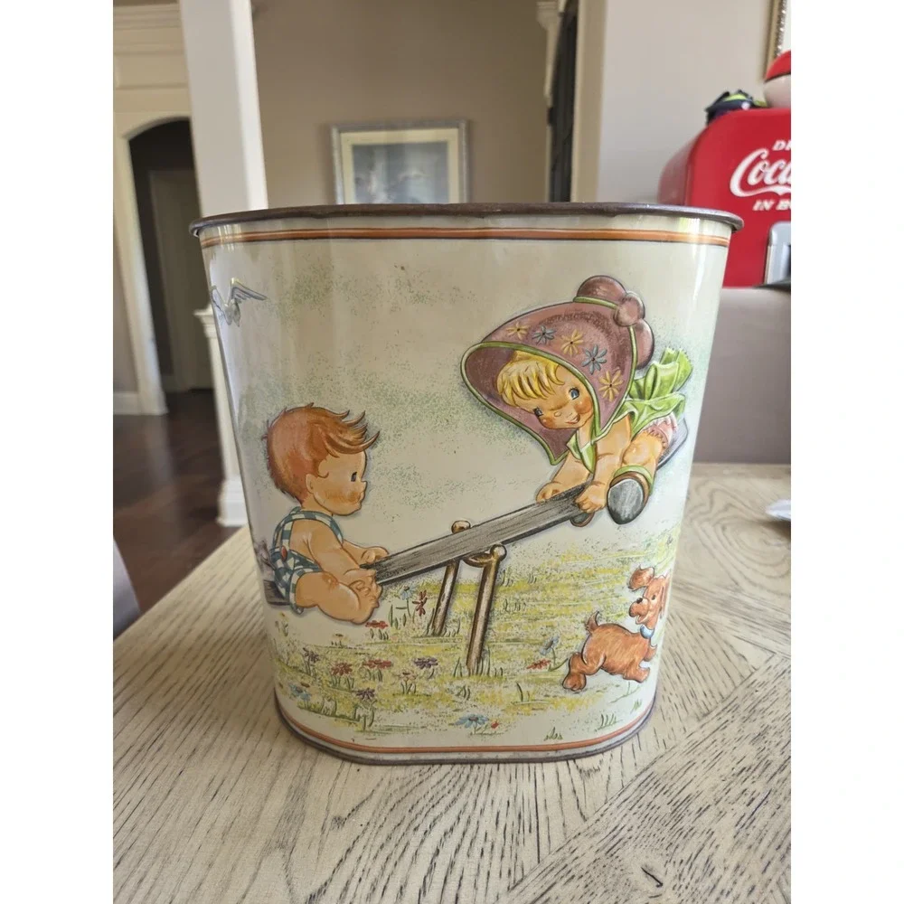 Vintage Mother Goose Trash Can Seesaw Jane Dick Spot Nursey Trash Can Weibro